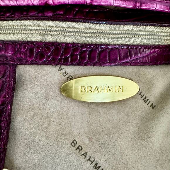 Brahmin Cleo Crossbody Bag Dewberry Berry Pink Embossed Leather - Picture 12 of 13